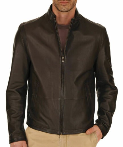 Men Pure Leather Lambskin Bomber Bike Zipper Jacket