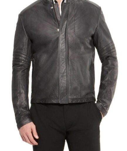 Real Lambskin Motorcycle Leather Jacket Men’s