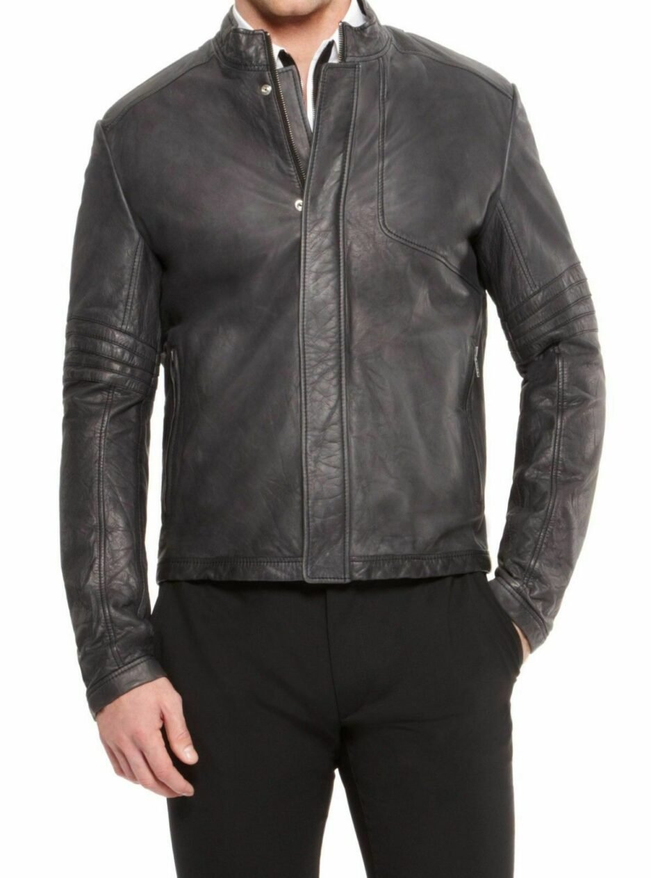 Real Lambskin Motorcycle Leather Jacket Men’s